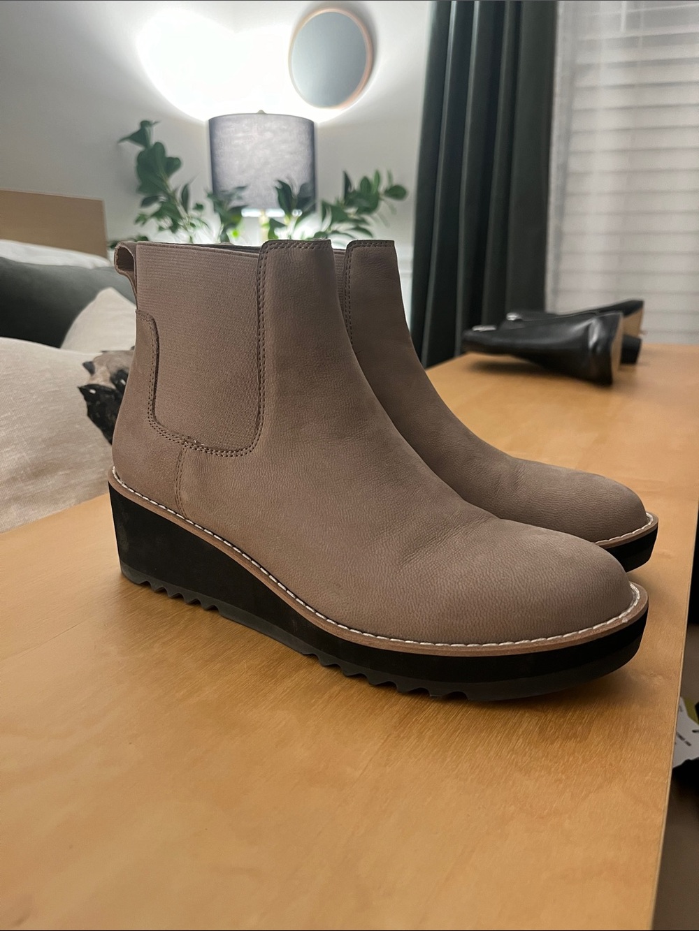 Eileen Fisher Taupe Wedge Chelsea Ankle Boots